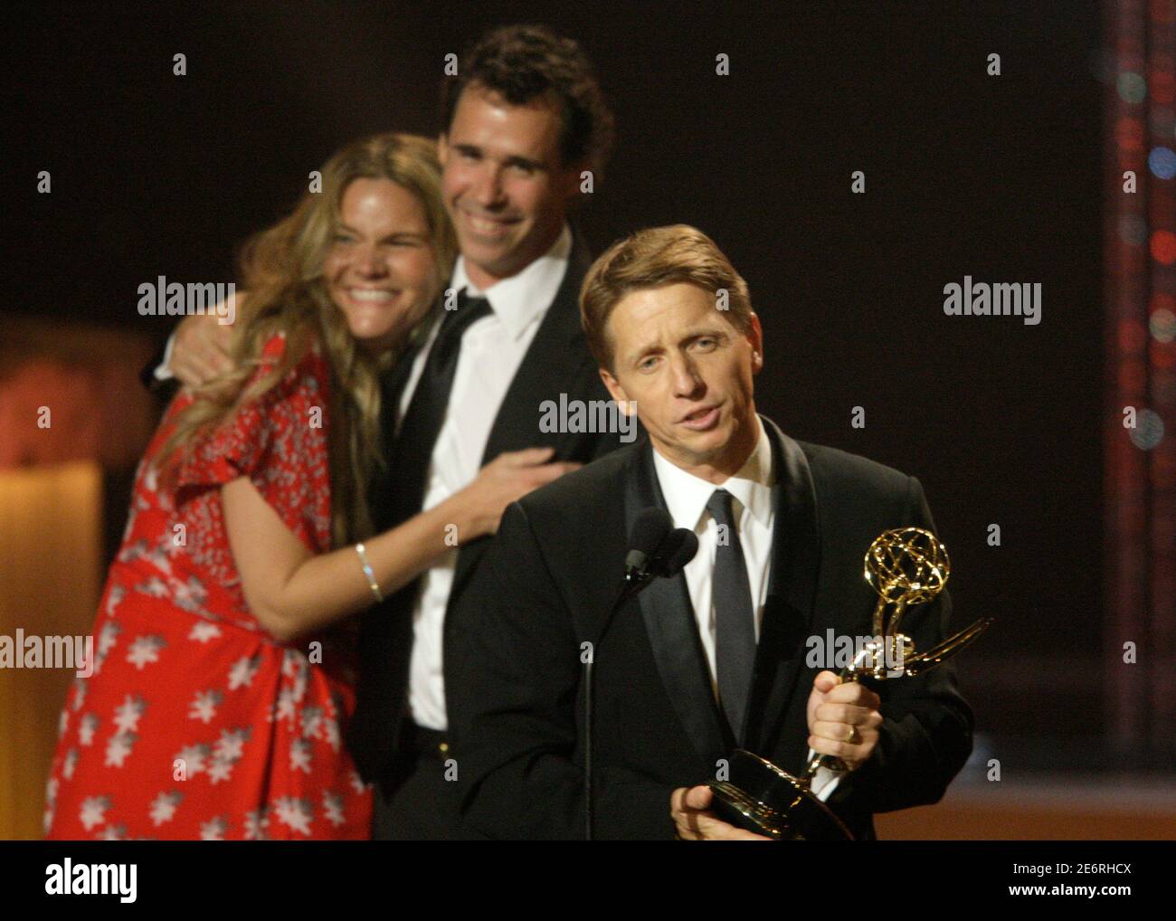 Bradley Bell, head writer for the Bold and the Beautiful, accepts the award for Outstanding Drama Series Writing Team during the 37th Annual Daytime Emmy Awards show at the Las Vegas Hilton in Las Vegas, Nevada June 27, 2010. REUTERS/Steve Marcus (UNITED STATES - Tags: ENTERTAINMENT) Stock Photo