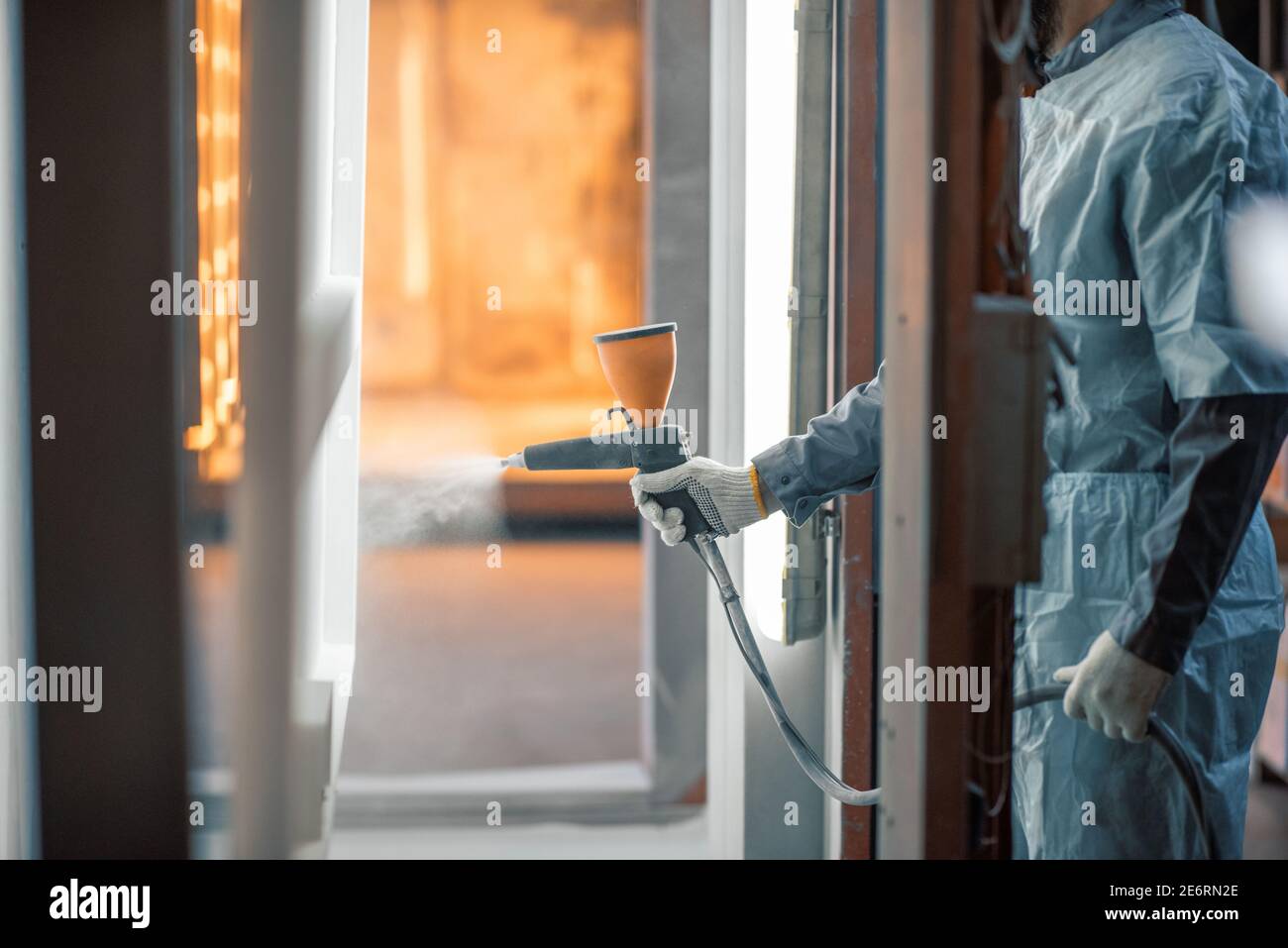 Powder coating process of metal products Stock Photo Alamy