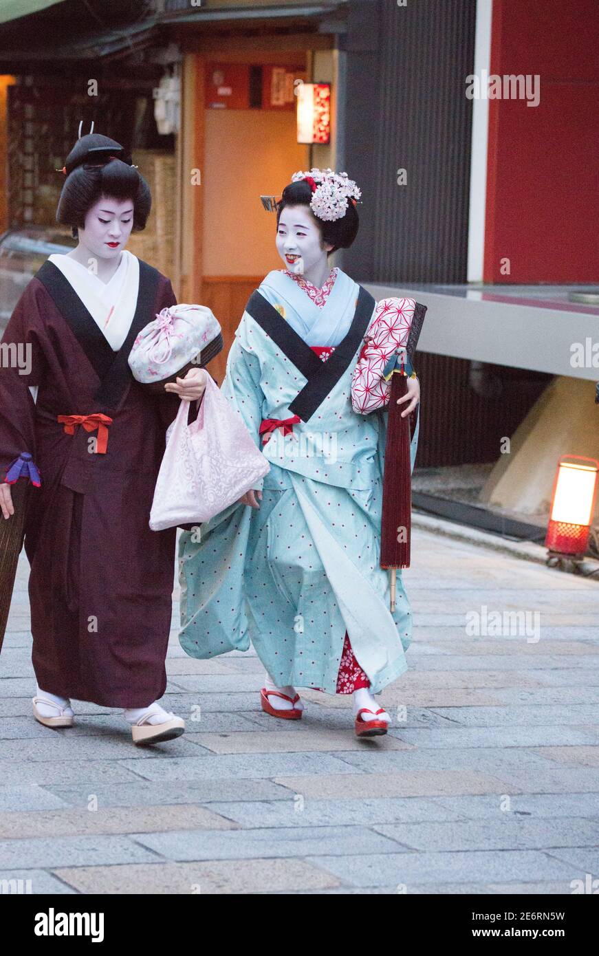 Two Geisha Enroute to An Appointment On Shinbashi Dori Stock Photo