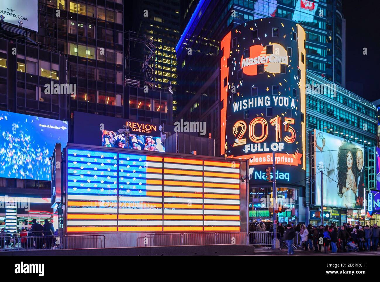 Times Square at Night, Full of Big LED Screens and Bright Lights