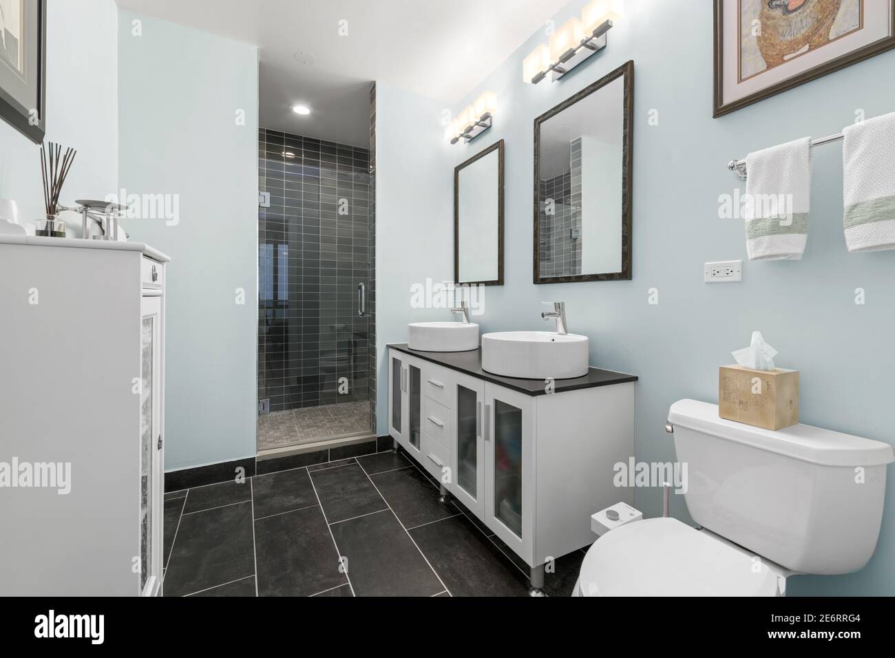 Apartment interior in Chicago overlooking Lake Michigan Stock Photo Alamy