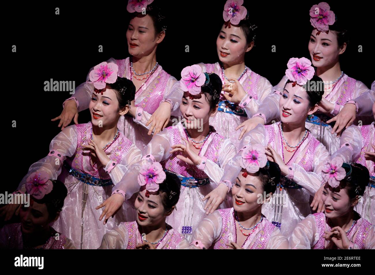 Performers From North Korea S Sea Of Blood Opera Troupe Rehearse For The Opera The Flower Girl At The National Grand Theater In Beijing April 15 08 The Opera Based On The Theme