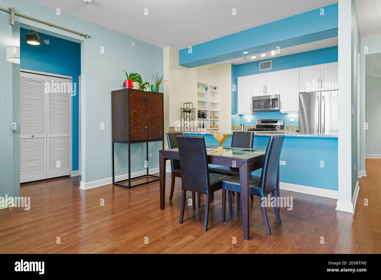 Apartment interior in Chicago overlooking Lake Michigan Stock Photo Alamy