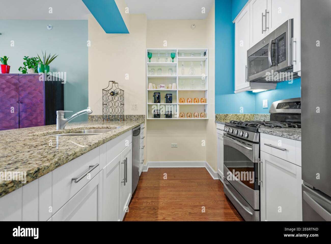 Apartment interior in Chicago overlooking Lake Michigan Stock Photo Alamy