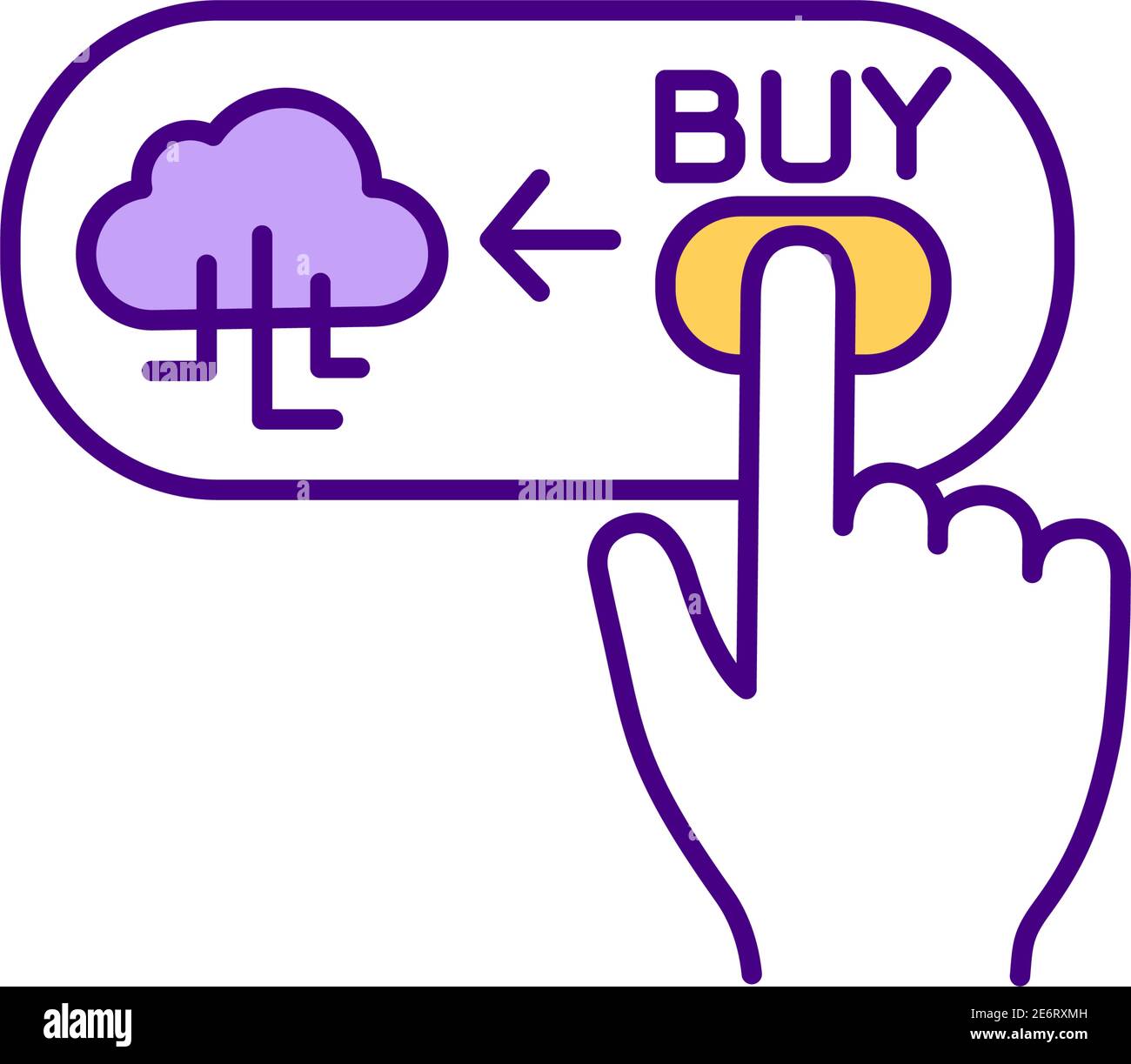 Cloud database buying RGB color icon Stock Vector