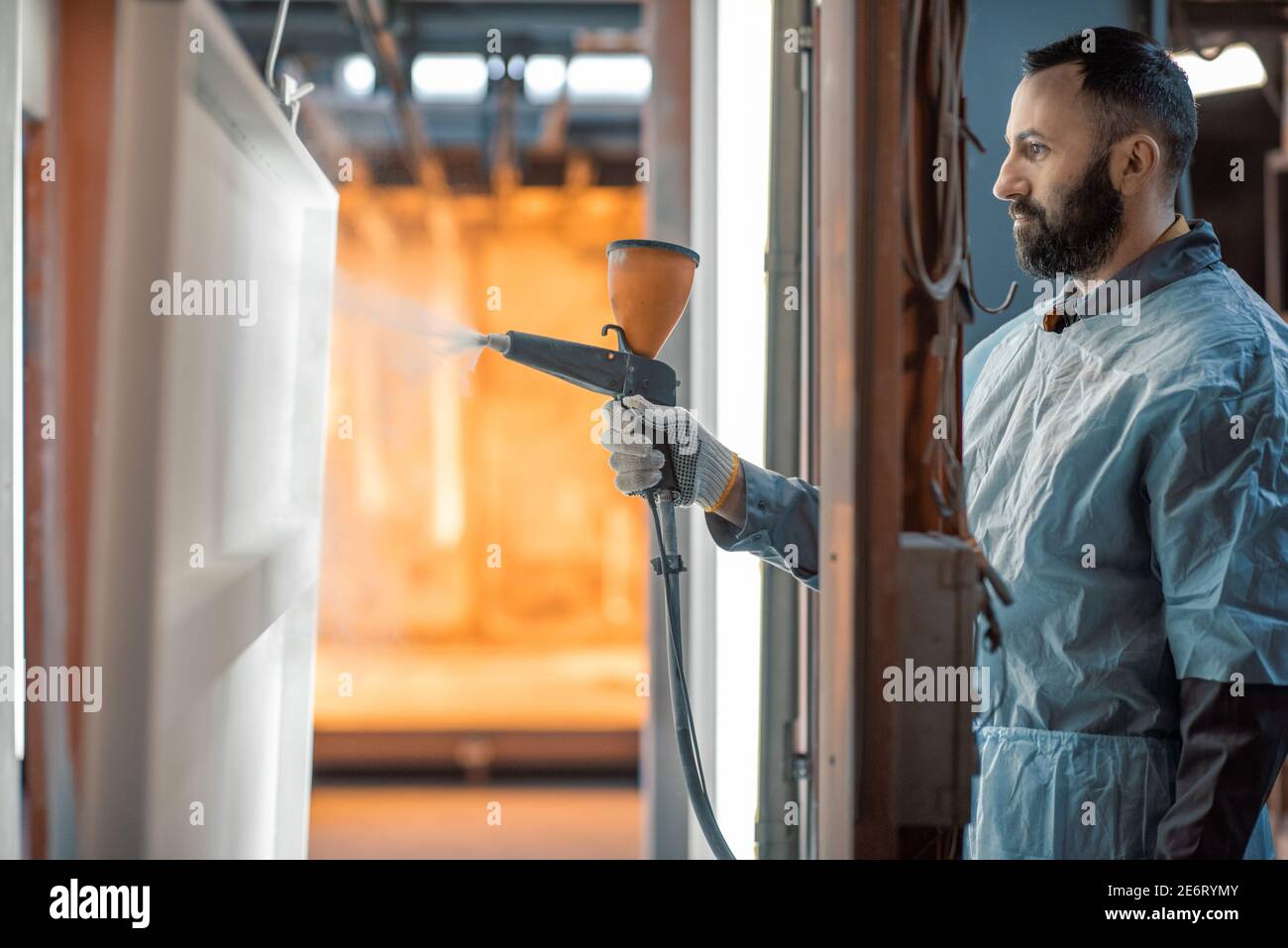 Powder coating process of metal products Stock Photo - Alamy