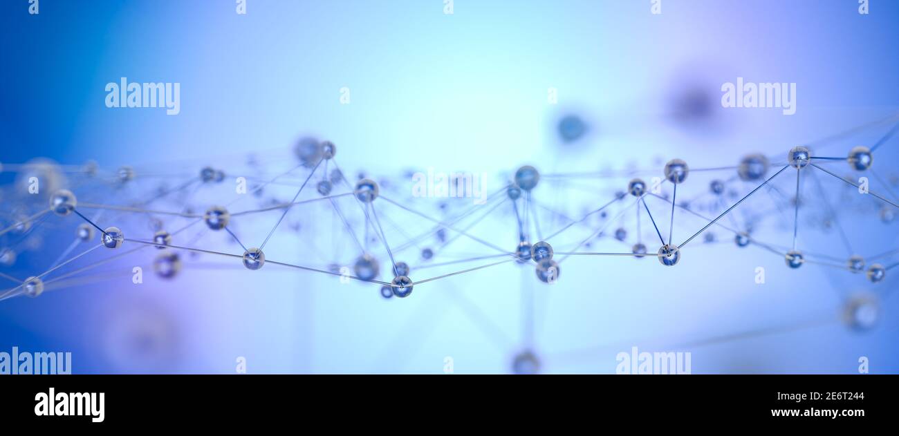 An abstract image of a grid of glass spheres. Very shallow depth of field. Connectivity, complexity and networking concept Stock Photo