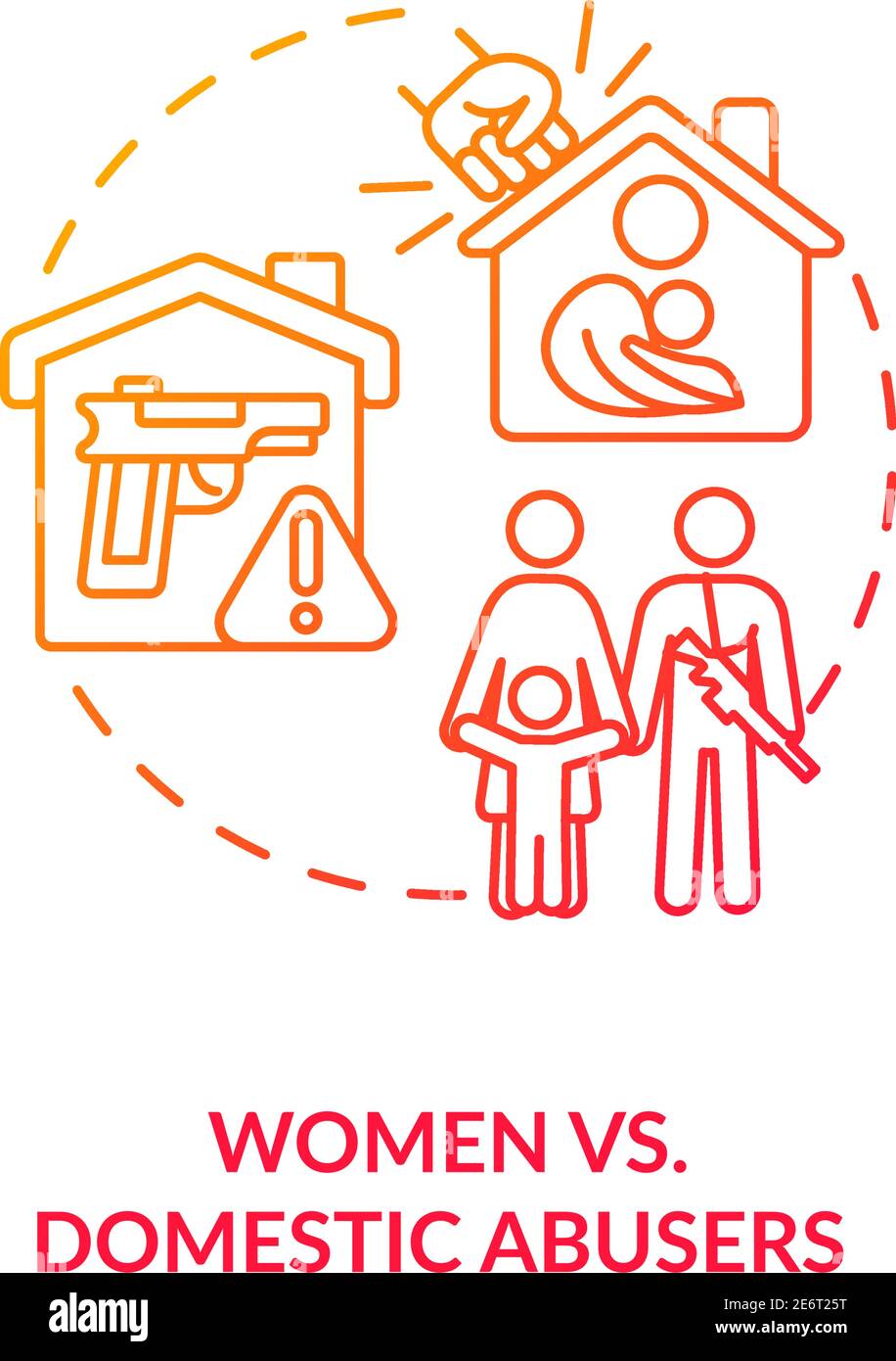 Women vs domestic abusers red gradient concept icon Stock Vector