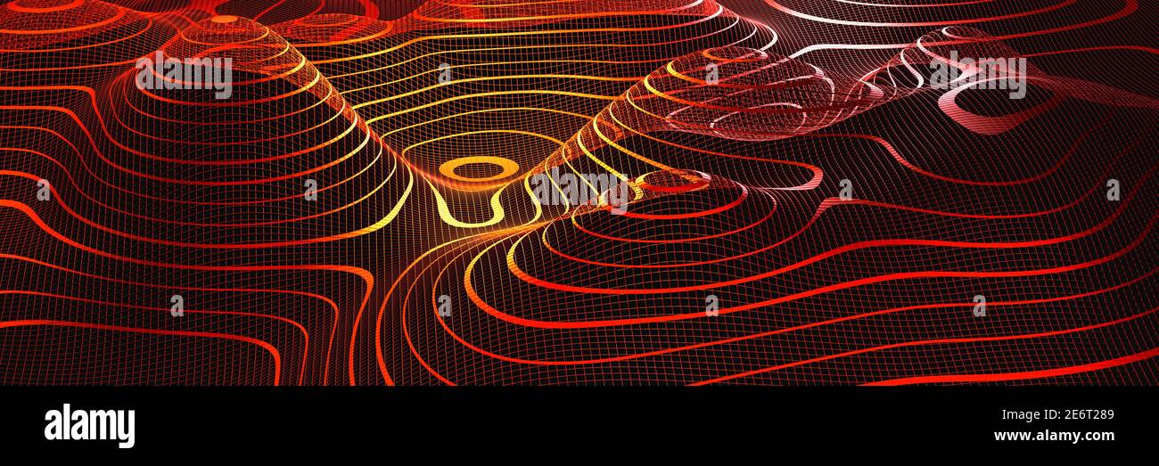 Abstract Landscape with contour lines; banner size Stock Photo
