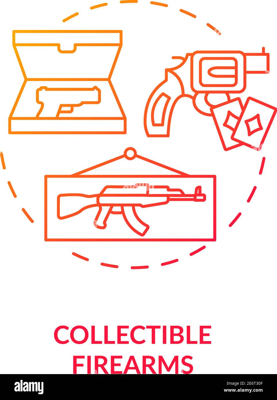 Collectible firearms red gradient concept icon Stock Vector