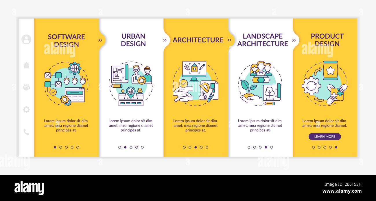 Collaborative design application fields onboarding vector template Stock Vector