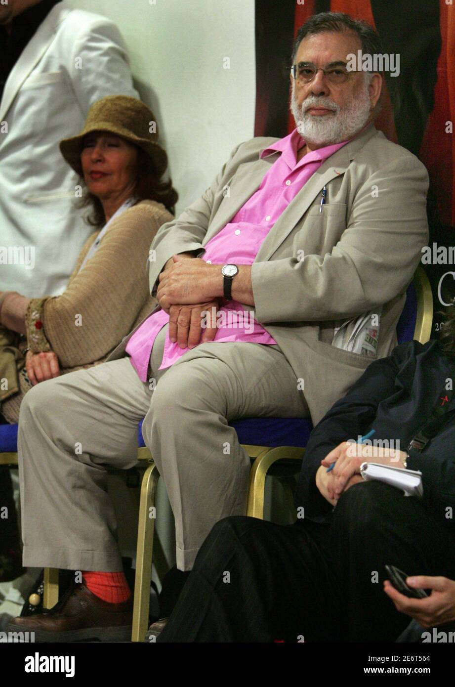 U.S. director Francis Ford Coppola sits at the side of the stage during a news conference for