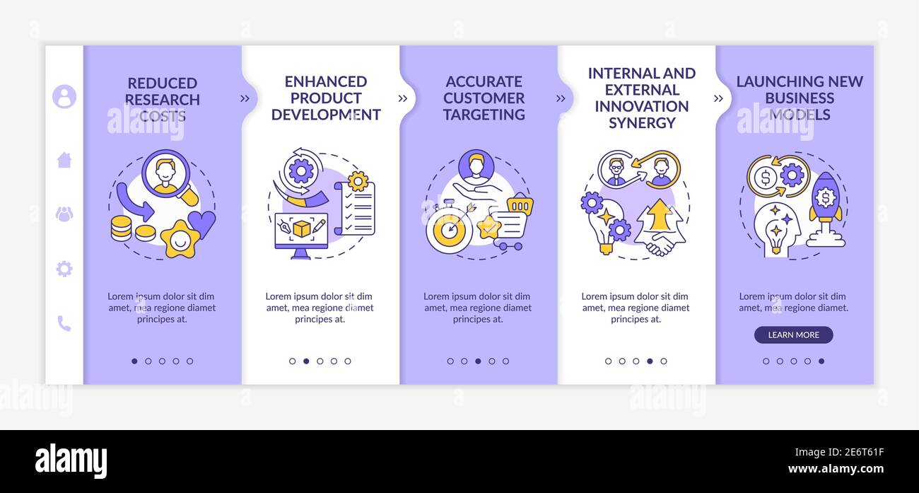 Open innovation advantages onboarding vector template Stock Vector