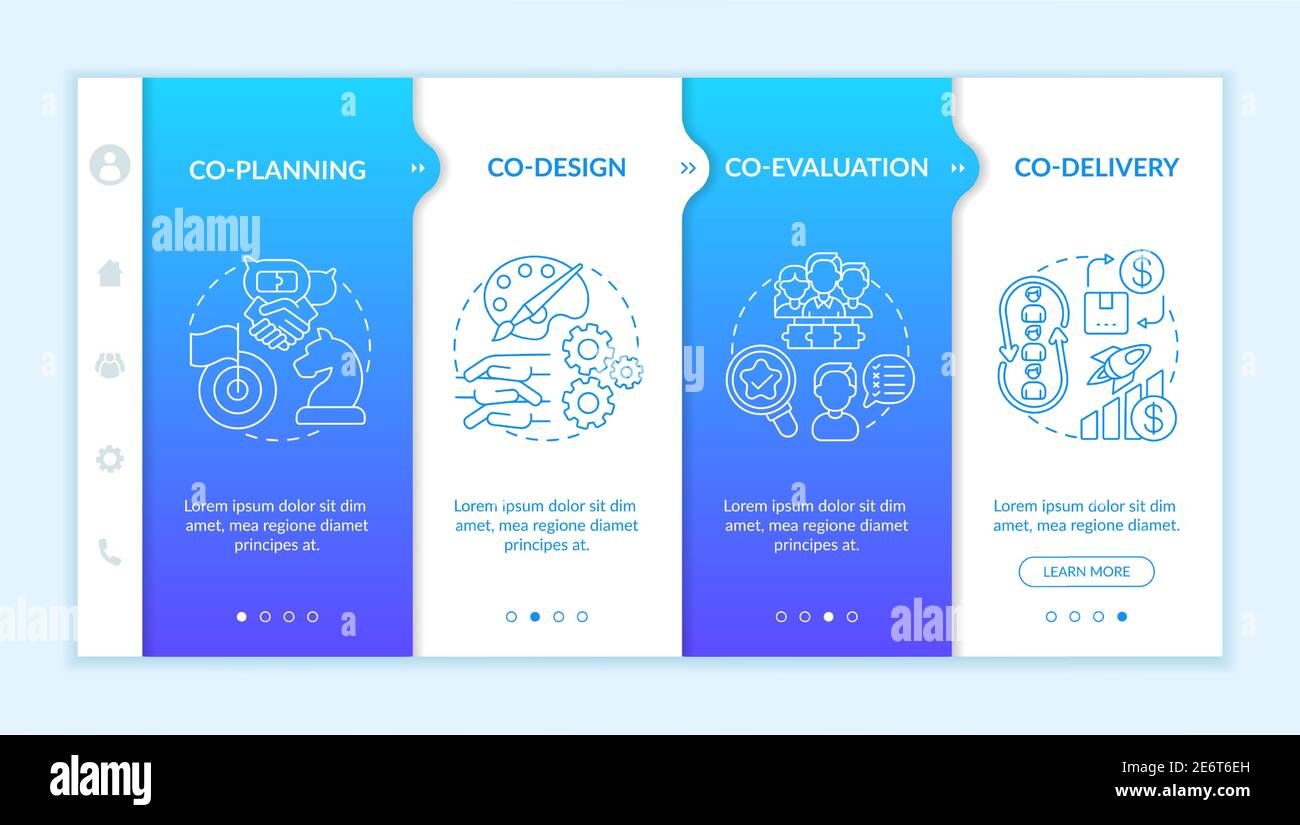 Collaborative production elements onboarding vector template Stock Vector