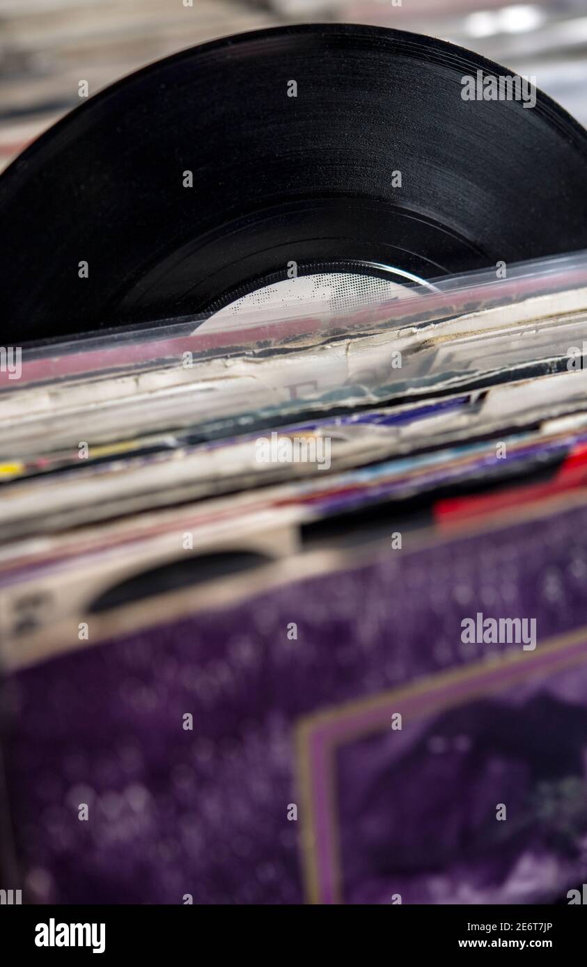 Collection of seven inch vinyl records Stock Photo Alamy