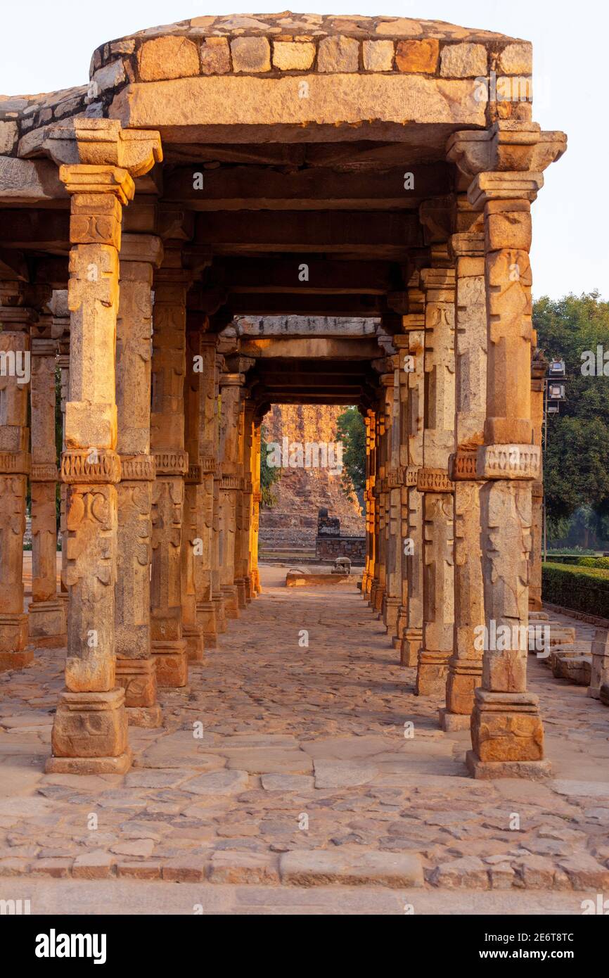 Qutub Minar is a UNESCO World Heritage Site area of New Delhi, India with so much architectures and building Stock Photo
