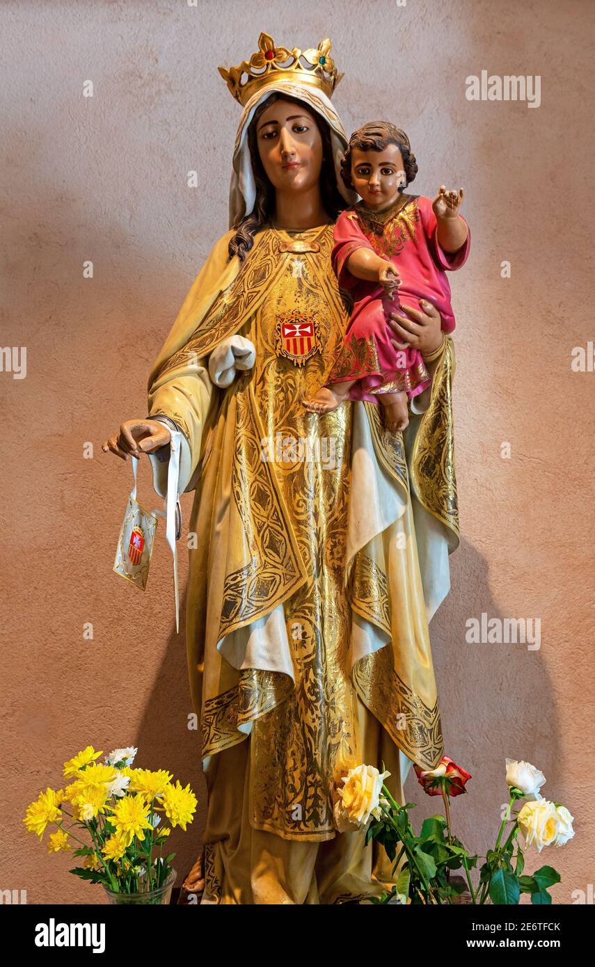 Virgin Mary sculpture of Our Lady of Mercy in the Merced church, Panama City, Panama. Stock Photo