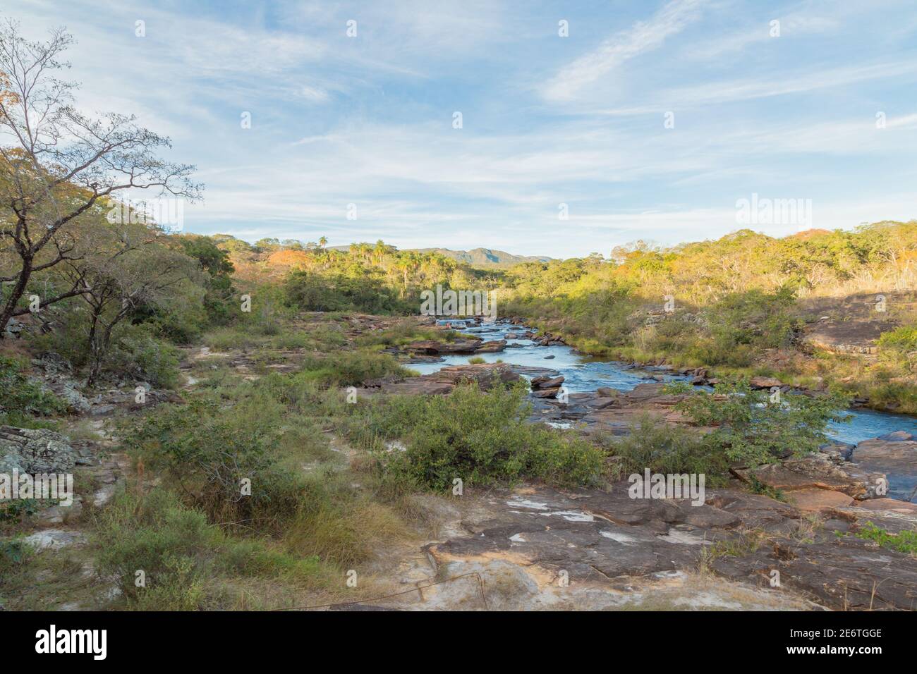 Panorama at the Rio Cipo in the Serra do Cipo Nationalpark in Minas Gerais, Brazil Stock Photo