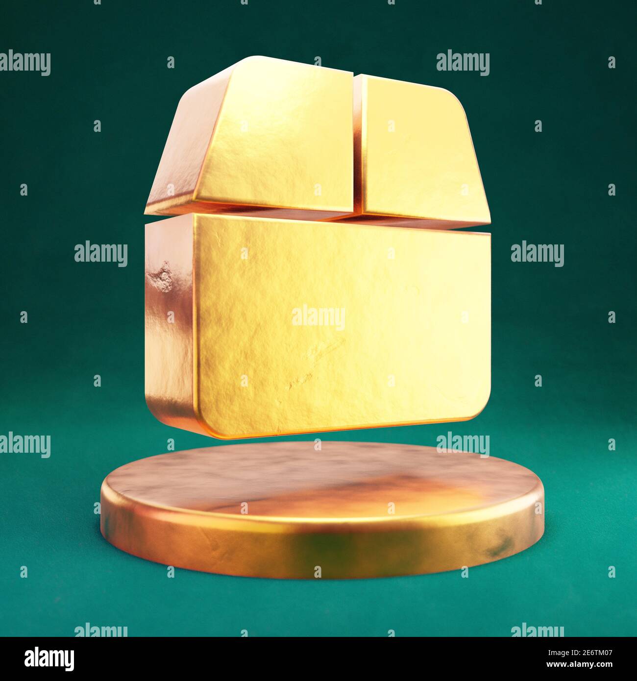 Open Box icon. Fortuna Gold Open Box symbol with Tidewater Green background. Social Media Icon. Stock Photo