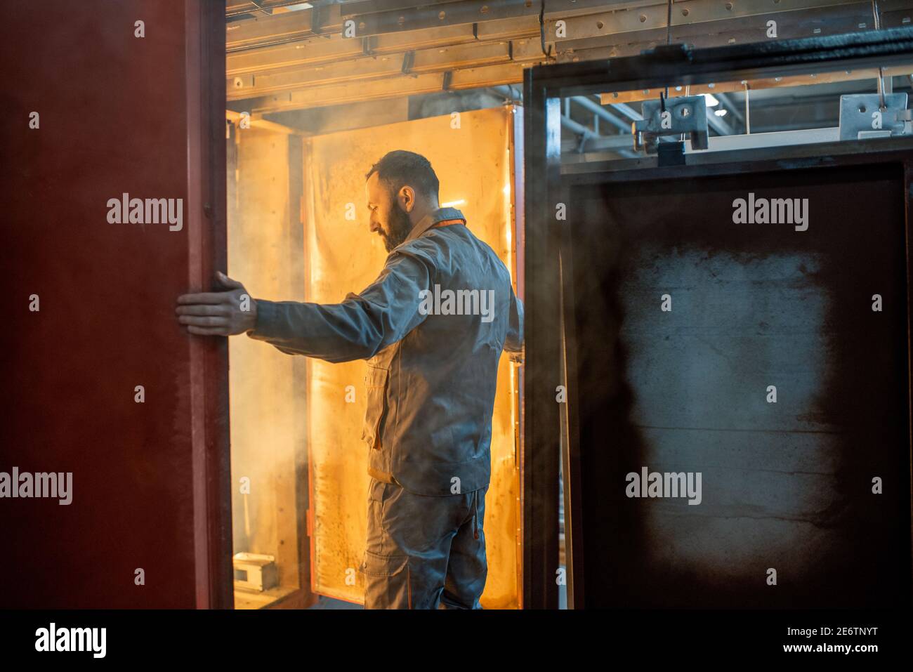 Baking metal products with powder paint Stock Photo Alamy