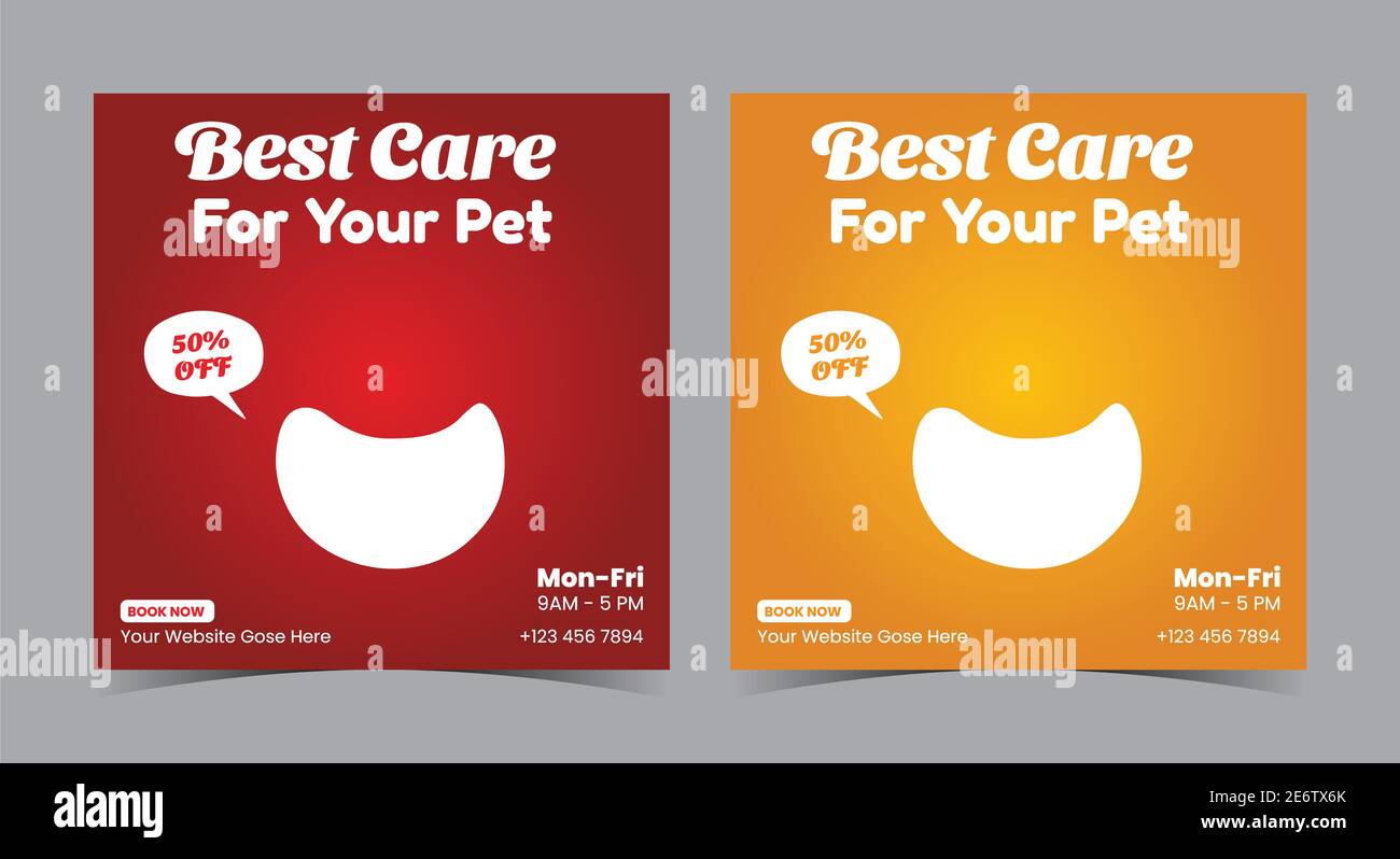 Best care for your pet poster, Pet care social media post and flyer