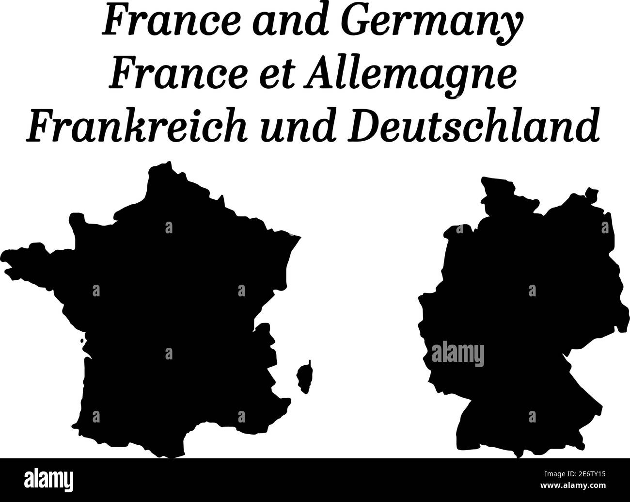 Maps of France and Germany silhouettes on white background Stock Vector
