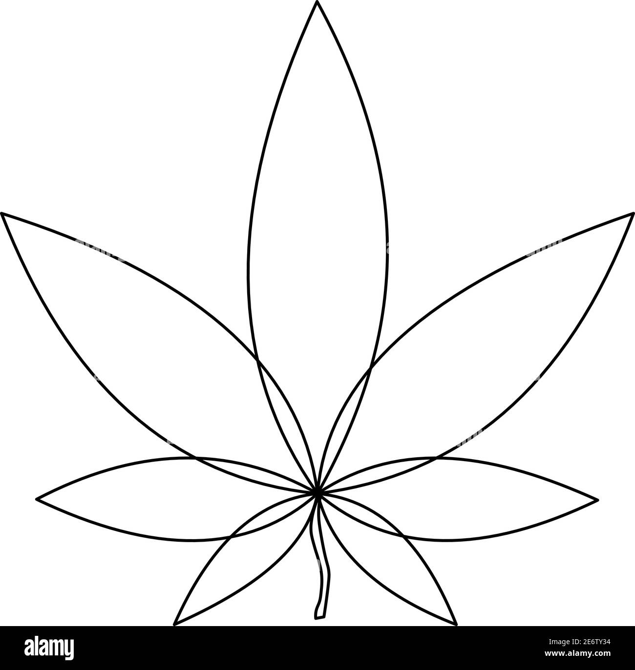 minimalist marijuana leaf design in black, vector Stock Vector