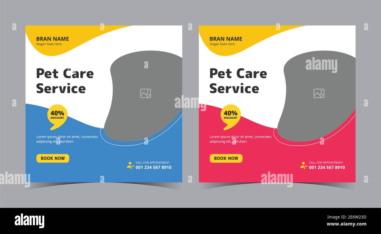 Best care for your pet poster, Pet care social media post and flyer