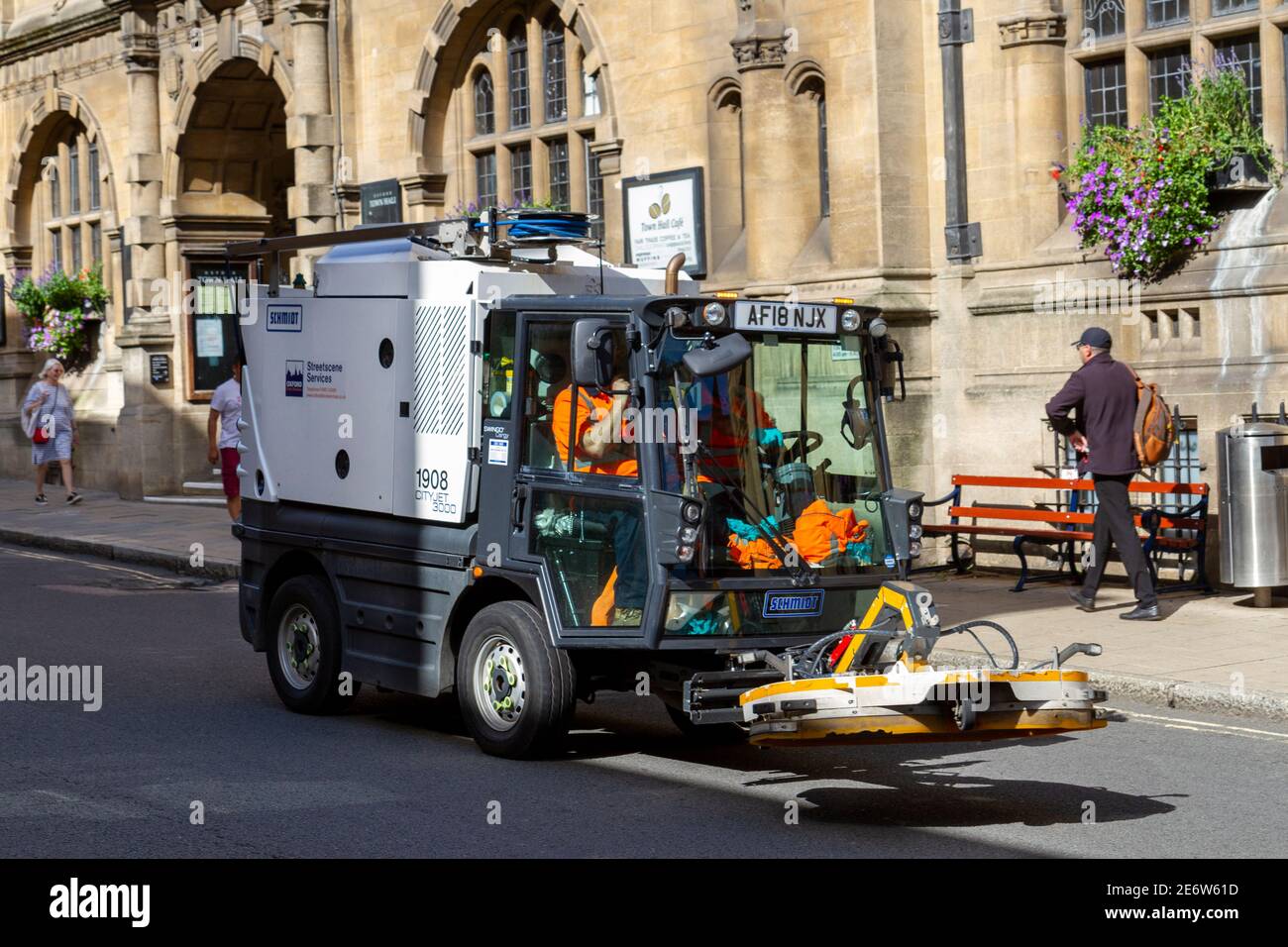 A Schmidt street sweeping machine (Cityjet 3000, Swingo cargy) in Oxford, Oxfordshire, UK. Stock Photo