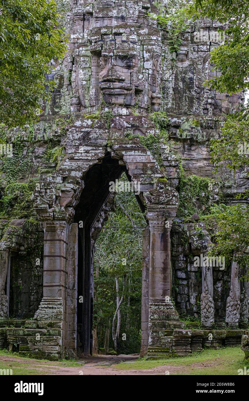Cambodia, Angkor on World Heritage list of UNESCO, Angkor Thom, Eastern Gate or Gate of the Deads Stock Photo