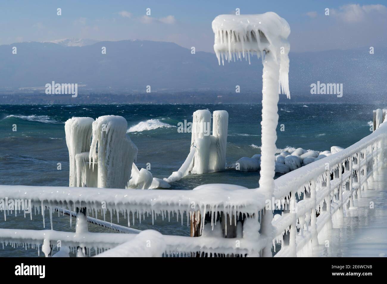 France, Haute Savoie , lake Leman, Yvoire quotes medieval, on the jetty ...