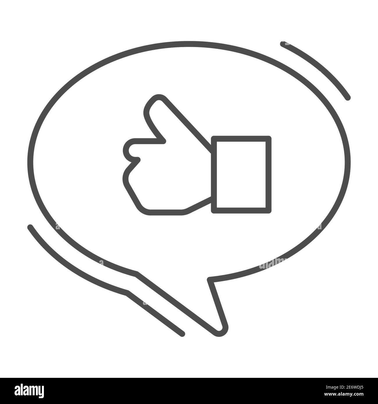 Ok gesture in chat bubble thin line icon, hand gestures concept, Thumbs up sign on white background, Like hand in speech bubble icon in outline style Stock Vector