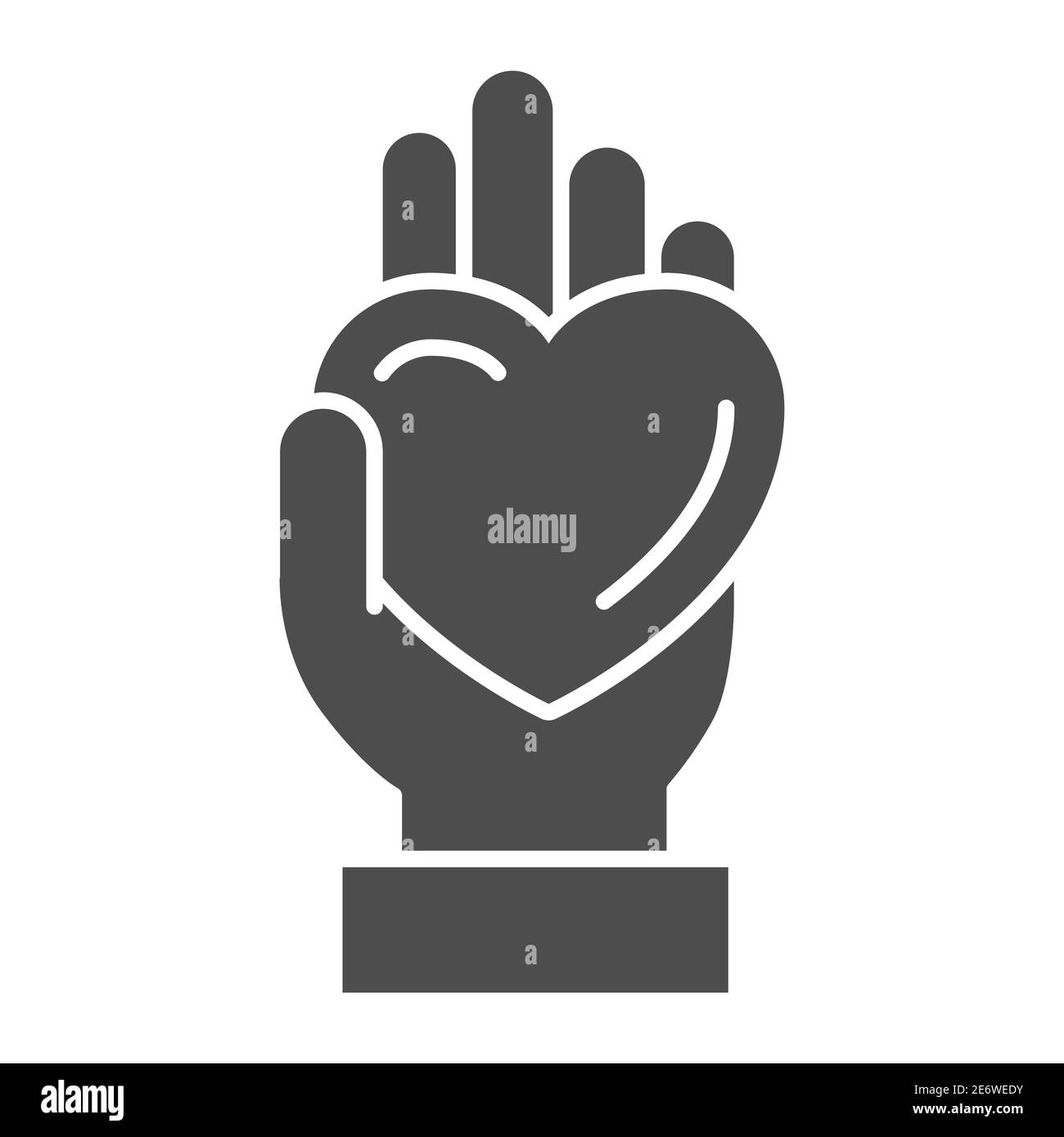 Hand giving heart solid icon, LGBT love concept, LGBT give heart sign on white background, love symbol on palm icon in glyph style for mobile concept Stock Vector