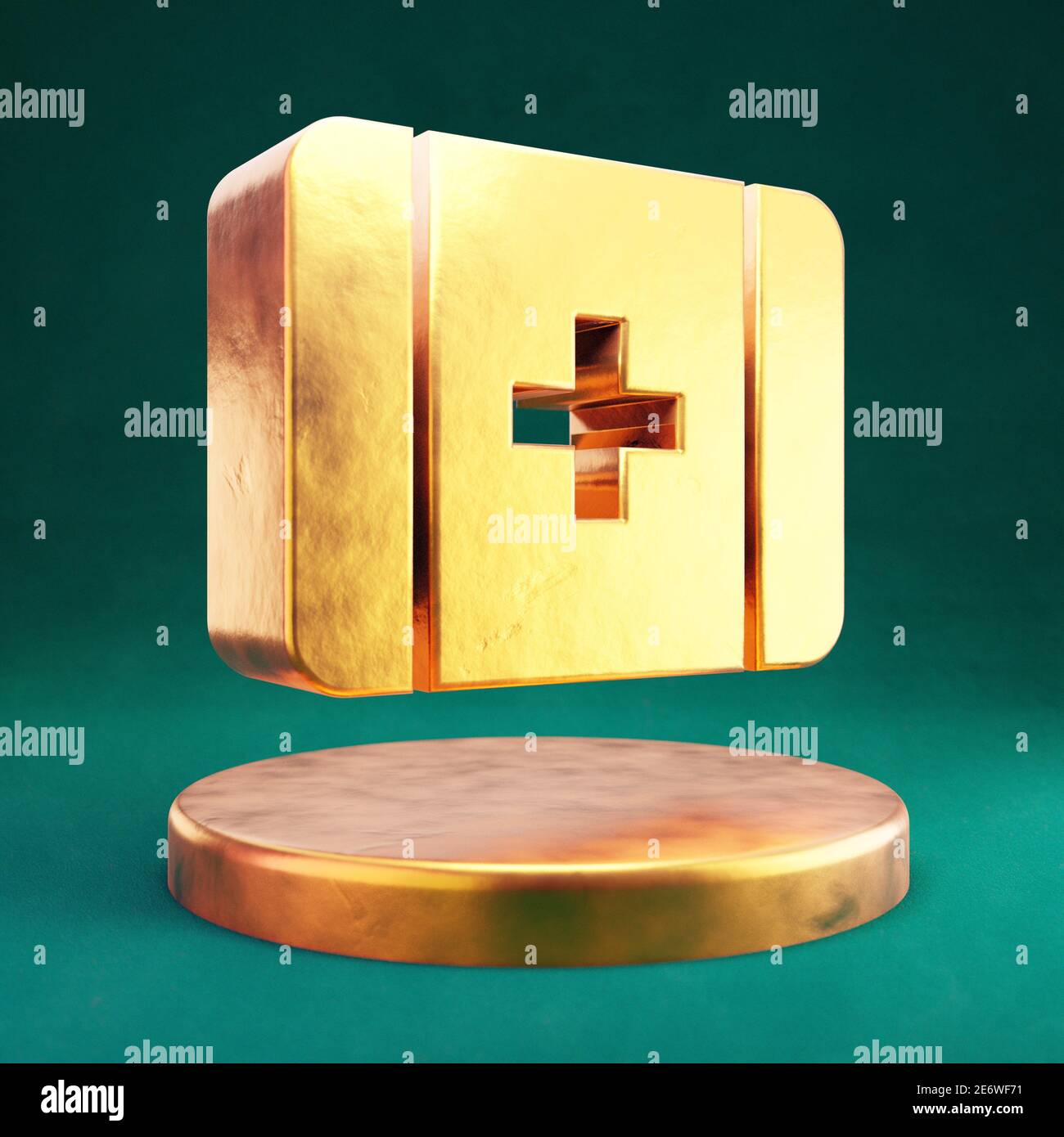 First Aid icon. Fortuna Gold First Aid symbol on golden podium Stock ...
