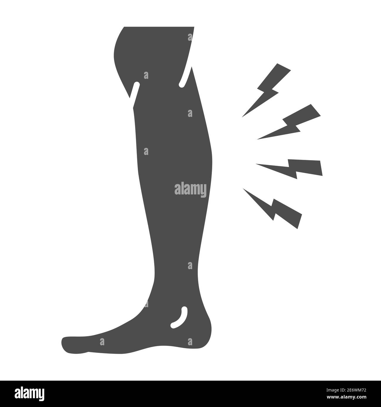 Shin hurts solid icon, Body pain concept, Shin pain sign on white background, leg injured in shin area icon in glyph style for mobile concept and web Stock Vector