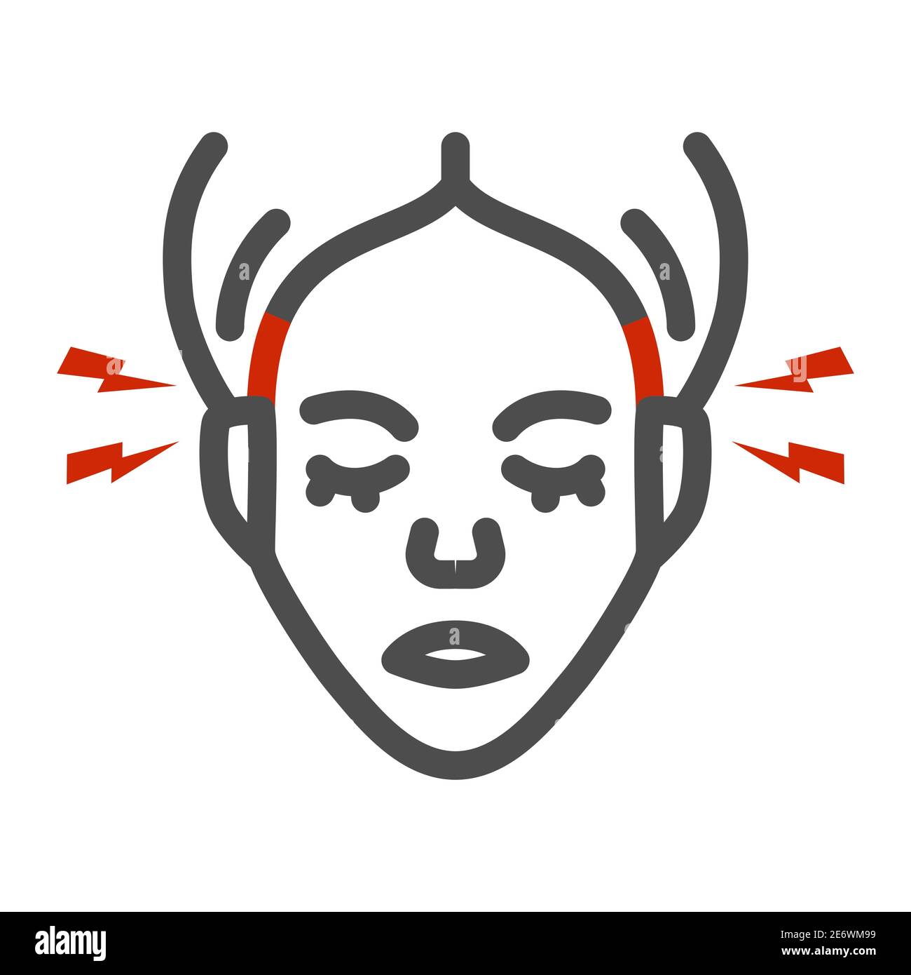 Temple pain line icon, healthcare concept, Migraine sign on white