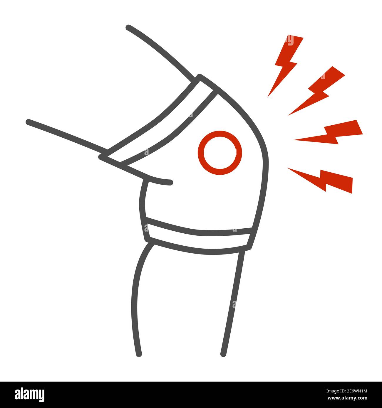 Knee pain thin line icon, Body pain concept, in joint leg