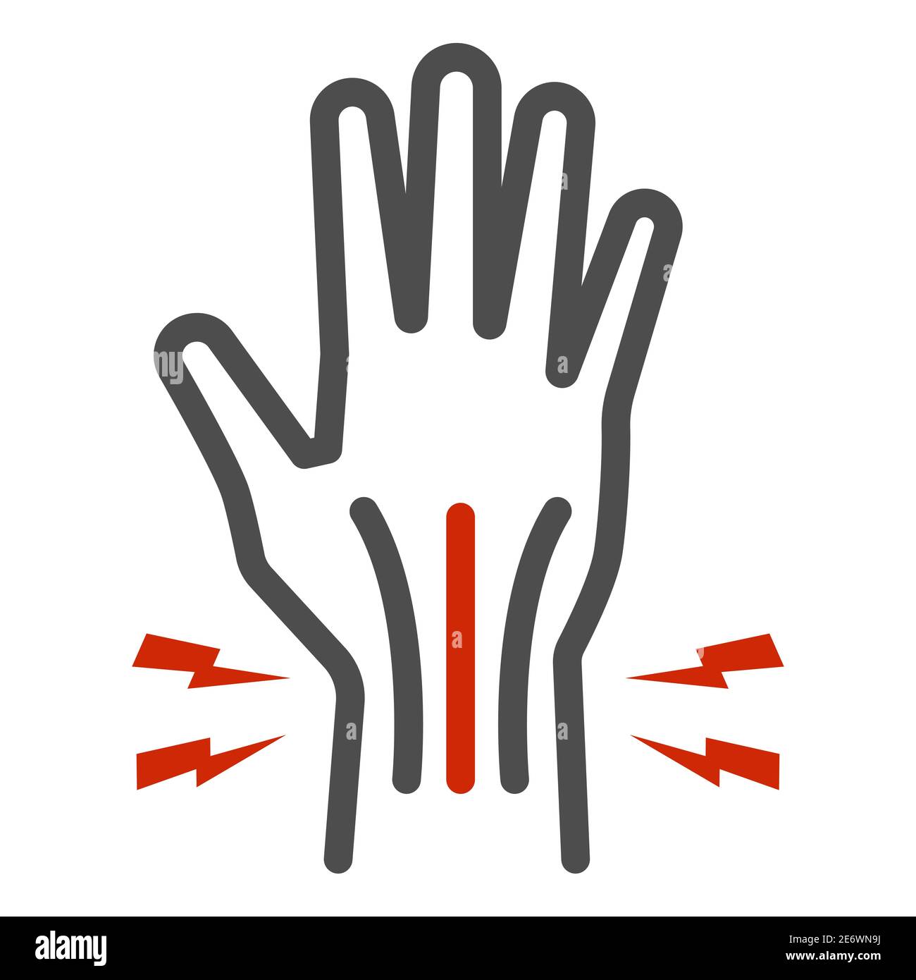 Pain in hand line icon, Body pain concept, injury in hand joint sign on