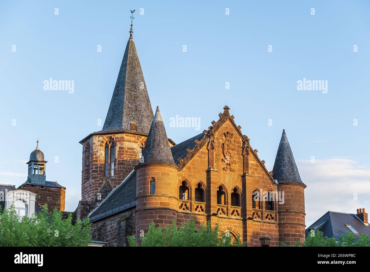 France, Aveyron, Lot Valley, Espalion on the Via Podiensis, one of the pilgrim routes to Santiago de Compostela or GR 65 (UNESCO World Heritage site), former Saint-Jean-Baptiste church now houses Joseph-Vaylet Museum and Scaphandre Museum Stock Photo