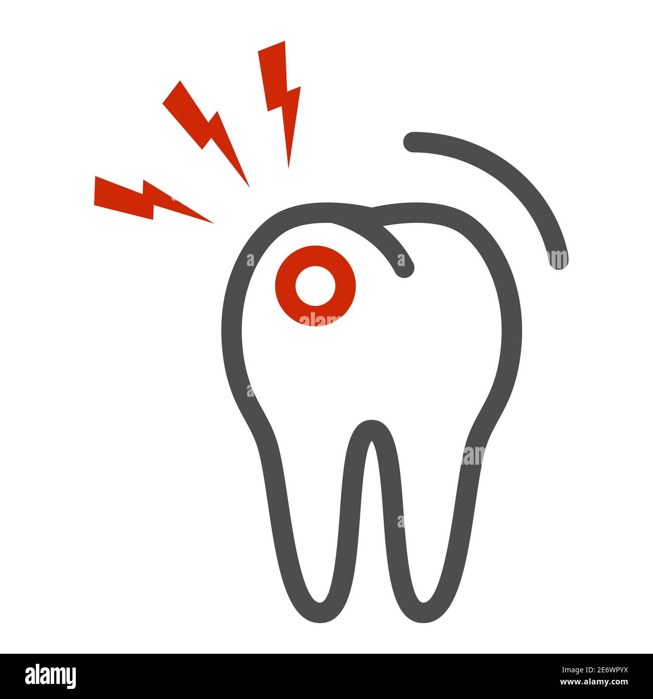 Toothache line icon, dental care concept, Tooth with lightning sign on ...