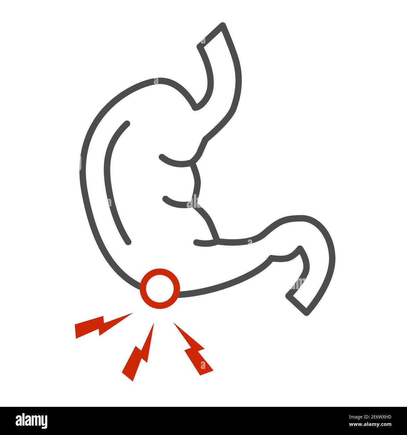 Gastric pain thin line icon, Health problems concept, stomach ache sign