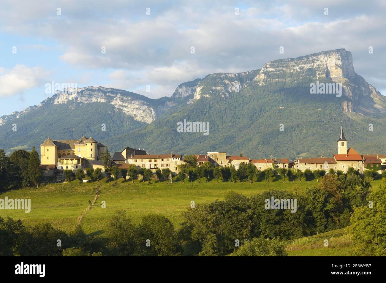 France, Savoy, Saint Andre les Marches, the village and Mount Granier Stock Photo