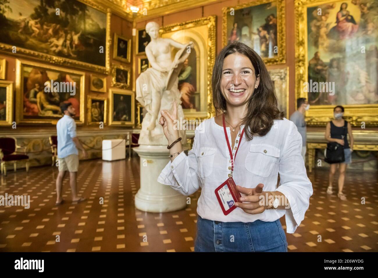 Italy, Tuscany, Florence, listed as World Heritage by UNESCO, Palazzo Pitti, Palazzo Pitti, Sala di Grove by Galleria Palatina, La Vittoria by Vincenzo Consani, visit with tourist guide Alice Le Bot Stock Photo