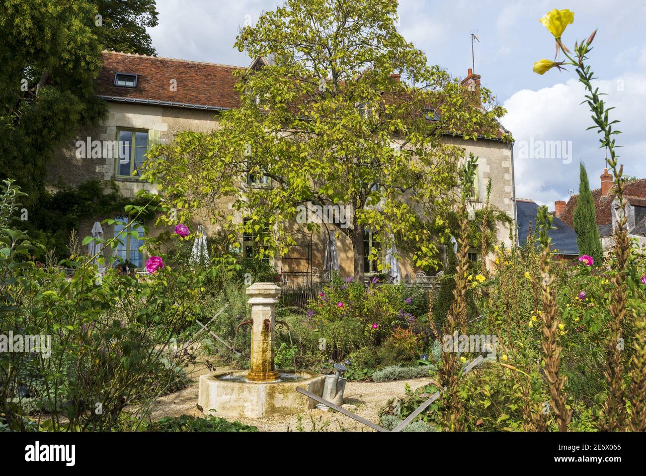 France, Indre et Loire, Chedigny, village garden, the only village in France to have the Jardin Remarquable label, the presbytery and the priest's garden Stock Photo