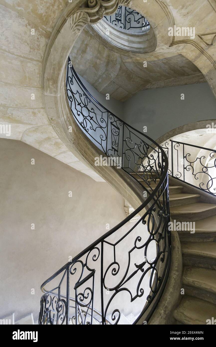 France, Meurthe et Moselle, Pont ? Mousson, Premontres abbey church today Lorraine cultural center, the round staircase Stock Photo
