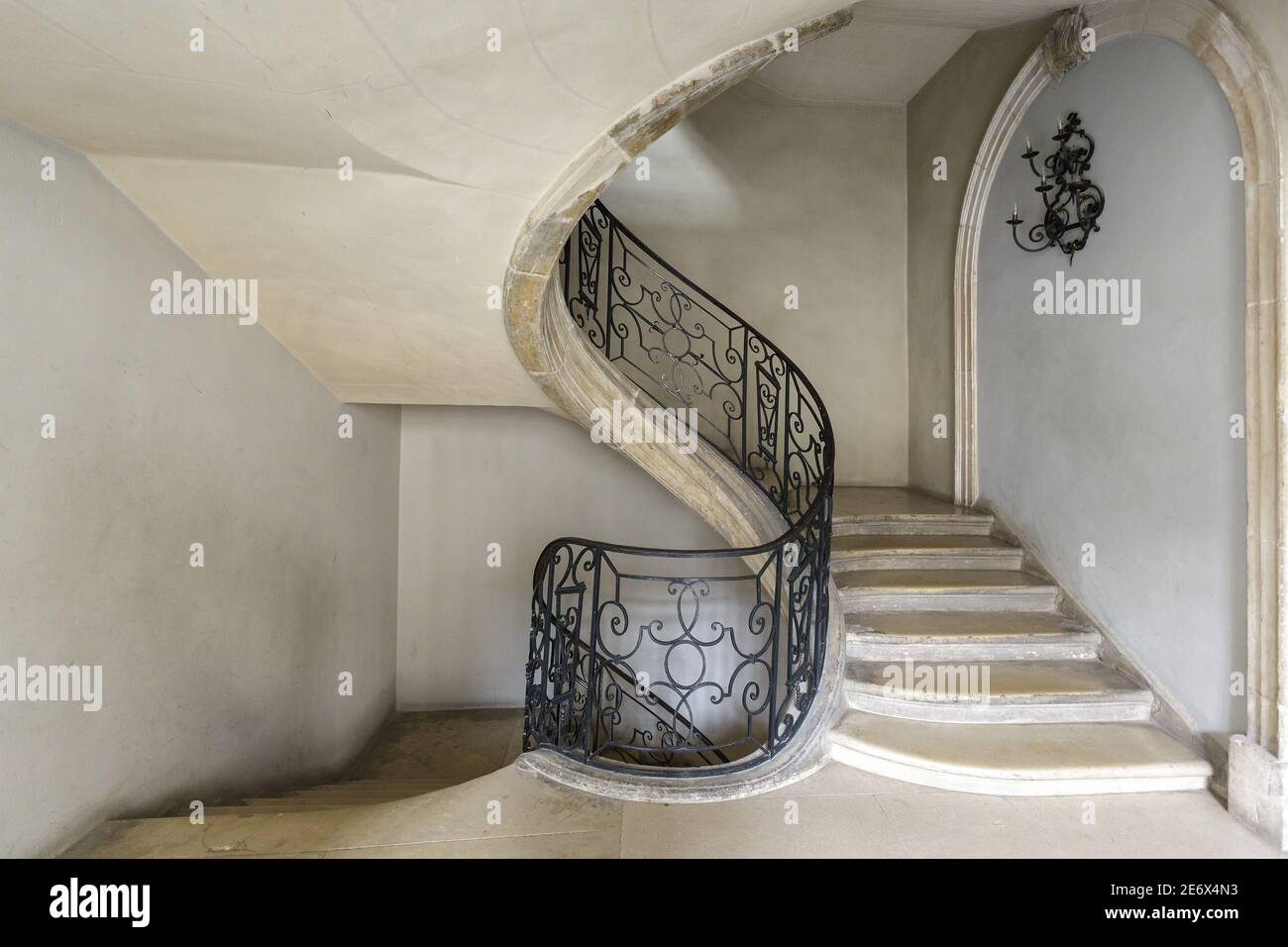 France, Meurthe et Moselle, Pont ? Mousson, Premontres abbey church today Lorraine cultural center, the round staircase Stock Photo