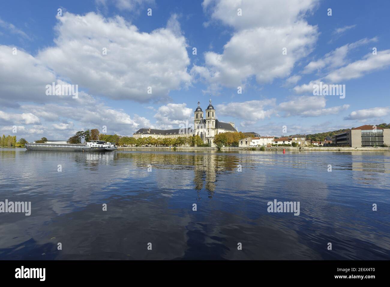 France, Meurthe et Moselle, Pont ? Mousson, Premontres abbey church today Lorraine cultural center built in the 19th century on the riverbanks of the Moselle Stock Photo