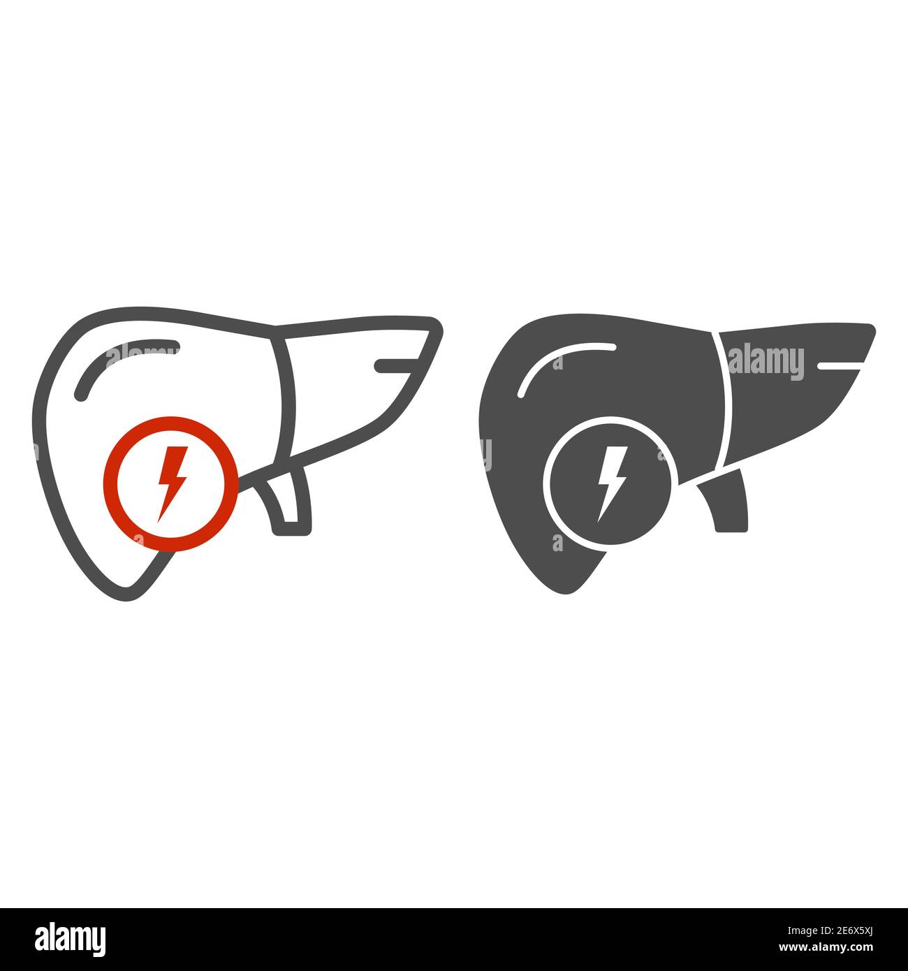 Liver pain line and solid icon, Health problems concept, Sick human ...