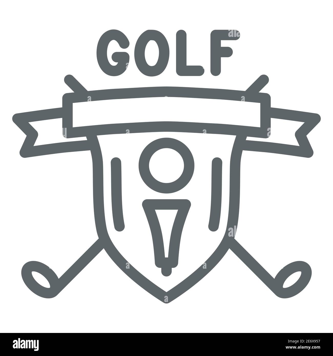 Golf logo with golfball and crossed sticks line icon, sport concept, Golf  club emblem sign on white background, shield with golf ball on tee and  clubs Stock Vector Image & Art -