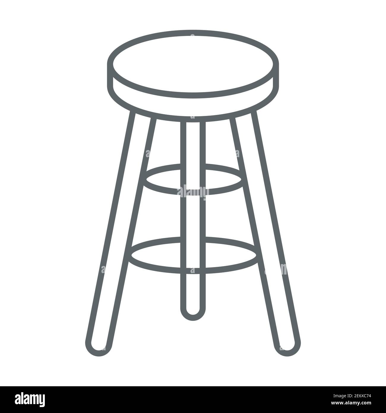 Bar stool thin line icon, Kitchen furniture concept, Bar chair sign on white background, High chair icon in outline style for mobile concept and web Stock Vector